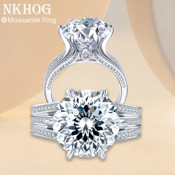 Anneaux de mariage Nkhog Sparkling 10 Carat Bague pour femmes 925 Sterling Silver Plaqué Pt950 Incolore Diamond Band Bijoux 231127