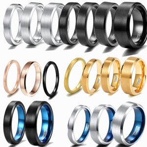 Anillos de boda NUNCAD 4mm 6mm 8mm anillo de acero de carburo de tungsteno borde biselado cepillado hombres y mujeres pareja joyería de compromiso al por mayor