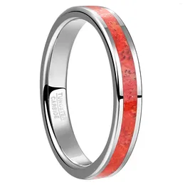 Trouwringen Nuncad 4mm 8mm Wolfraamcarbide Stalen Ring Falt Geborsteld Ingelegd Rood Gras Koraal Voor Mannen mode-sieraden