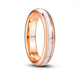 Anillos de boda Nuncad 4 mm Mármol blanco Electric Rose Gold Tungsten Steel Ring Jewelry2046