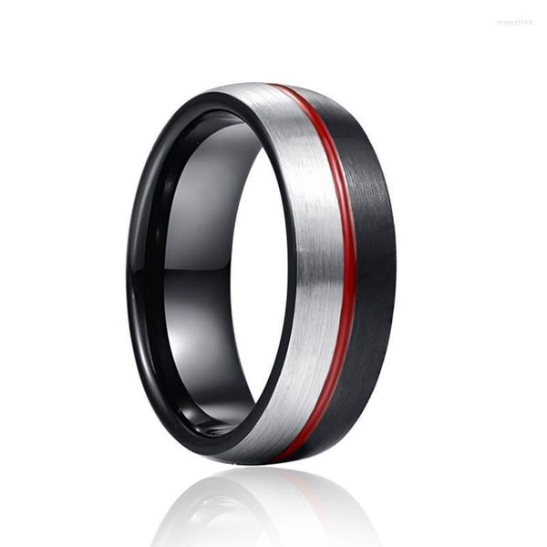 Anneaux de mariage Nuncad 8mm noir argent couleur acier colle rouge carbure de tungstène anneau rainure hommes inoxydable Wynn22