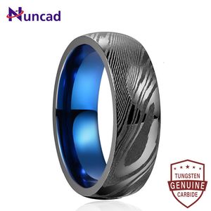 Anneaux de mariage Nuncad 8mm Gun Grey Damas Steel Blue Bague intérieure pour hommes Bagues de fiançailles Bijoux Taille 7-12 230831