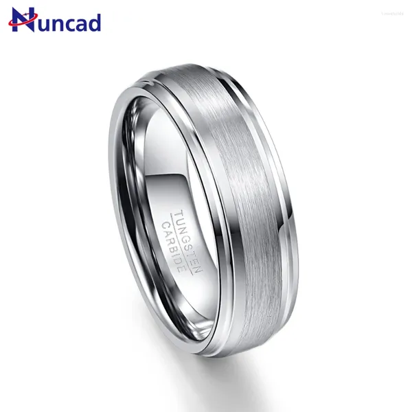 Anillos de boda NUNCAD Moda Simple Hombres 7 mm Anillo de carburo de tungsteno Acabado mate Banda de compromiso Tamaño 6 a 14 T022R