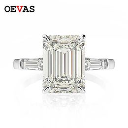 Anneaux de mariage Oevas 925 STERLING Silver Jadeite Cutting Créer Mosilicon Gemstone Engagement Diamond Ring Exquis Bijoux Gift Wholesale Q240514