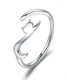 Anneaux de mariage OneQuarter 925 en argent Sterling chat collant avec longue queue bague femmes réglable fiançailles bijoux créatifs 206036303