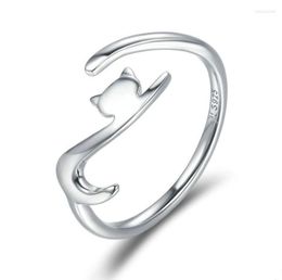 Trouwringen OneQuarter 925 Sterling Zilver Sticky Cat Met Lange Staart Vingerring Dames Verstelbare Engagement Creatieve Sieraden 203080626