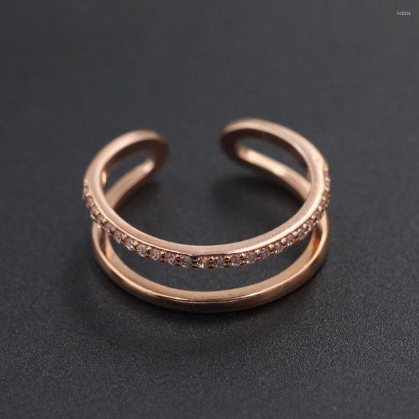 Anillos de boda, anillo abierto para mujer, circonita cúbica, joyería de moda con personalidad, cristal de oro rosa, collar blanco para mujer, tamaño colgante