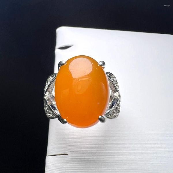 Anillos de boda Anillo de dedo de ágata naranja Encanto Piedra de cobre redonda ajustable simple con circón para mujeres