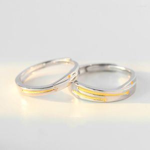 Anneaux de mariage Original Couple anneau brillant zircone ligne de météore pour les femmes fiançailles présent promesse bijoux