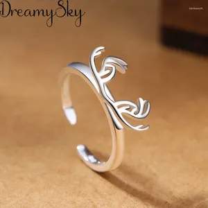 Wedding Rings Origineel ontwerp Boheemian Retique Silver Color Deer Antlers Ring For Women Fashion Open Finger Female Boho Jewelry