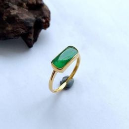 Anneaux de mariage design original artisanat calcédoine naturelle ouverture bague réglable rétro lumière luxe charme exquis femmes bijoux en argent 230801