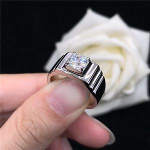 Trouwringen Originele Wit Goud 18K Man Ring 0 8CT Diamant Mannelijke Engagement Liefde Belofte Sieraden Cadeau Voor man 230921