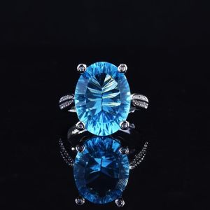 Anillos de boda Anillo de compromiso de aguamarina ovalado Cristal azul Púrpura Ajustable Señoras RingWedding