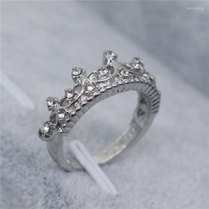 Wedding ringen feestkroon maat 5-10 vrouwen 925 zilveren prachtige zirconia sieraden Koreaanse ring set met diamanten