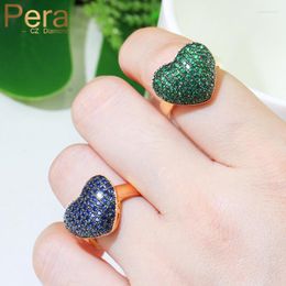 Trouwringen Pera Classic verstelbare vinger sieraden Dubai Goud kleur blauw groen kubieke zirkonia liefde hart bruids banden chic ring r129