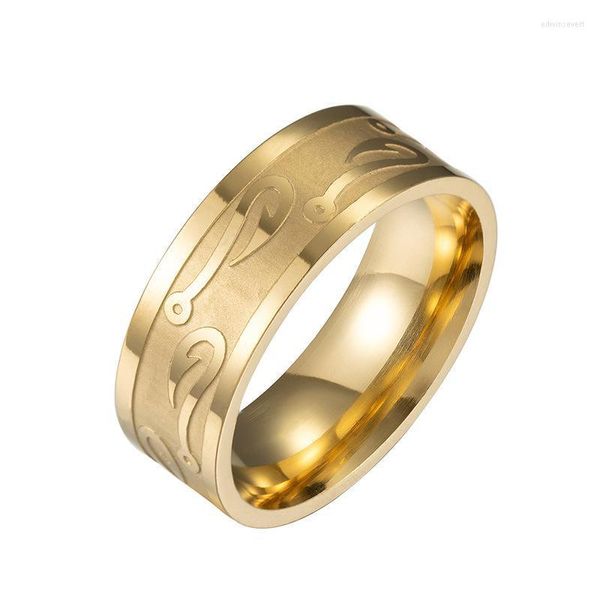 Anillos de boda Diseño de gancho personal Anillo para hombre Oro fresco Negro 316L Acero inoxidable Mujer Hombre Titanio Promesa Joyería Boda Edwi22