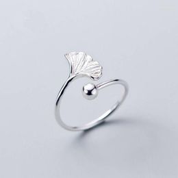 Wedding Rings Persoonlijkheid Punk Vintage Ginkgo Biloba Leaf voor vrouwelijke mannen Resiseerbaar formaat Fashion Trendy Boho Jewelry 2023