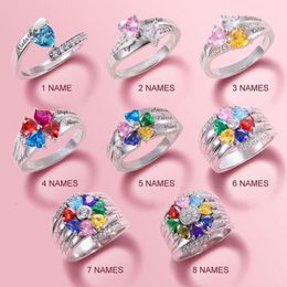 Nueva moda creativa con incrustaciones de anillo de circón regalo del día de la madre DIY anillo grabado personalizado artesanía 231118