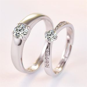 Wedding Rings Gepersonaliseerde roestvrijstalen diamantring Bruidset Modern