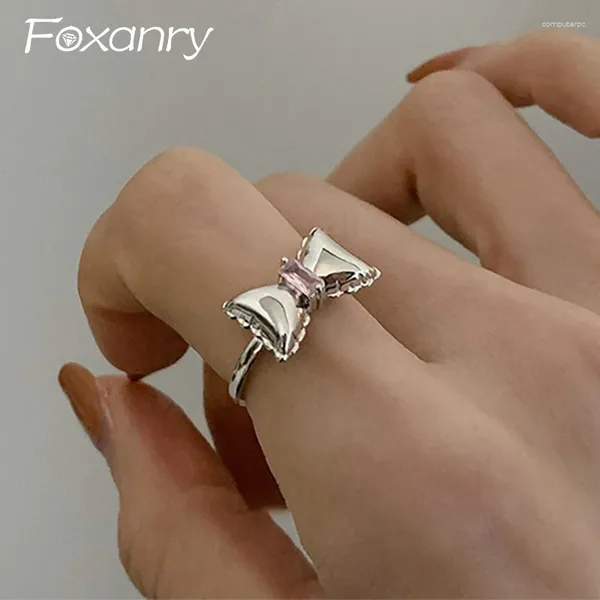 Anillos de boda Circón rosa Bowknot Geométrico para mujeres Girls Creative Classic Elegant Sweet Engagement Jewellry Accesorios Regalos