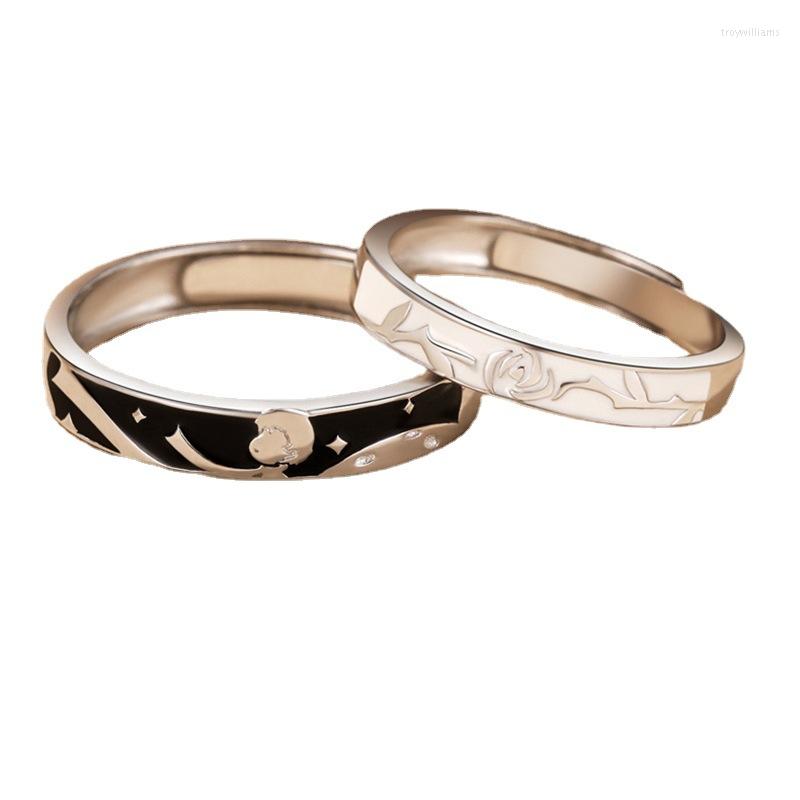 Wedding Rings Prince en Rose Couple Ring Niche Een paar modellen om mannelijk vriendin cadeau open sieraden te sturen