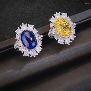 Bagues de mariage princesse créée en sapphir bleu couples réglables anneau engagement naturel bijoux de cadeau de la Saint-Valentin naturel