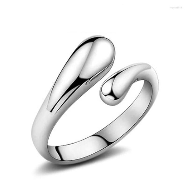 Anillos de boda Promoción Moda Mujer Joyería Genuina Plata de Ley 925 Figura Lisa Ajustable Precio de Fábrica Anillo de Apertura Wynn22