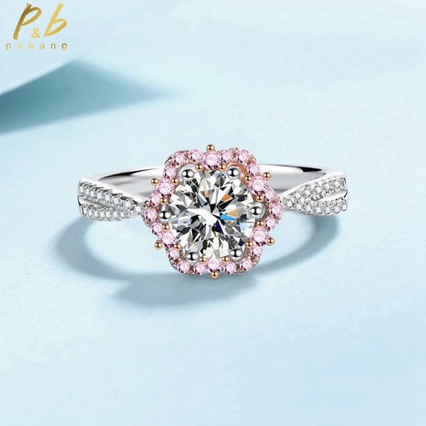 Anneaux de mariage PuBang Fine Jewelry 100 925 Sterling Silver 18K Rose Gold Diamond Ring pour les femmes Engagement Party Cadeau 231128