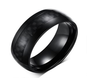 Wedding Rings Punk 8mm Zwart Carbon Fiber Ring Band Men039S Titanium Steel Fashion Engagement Mate Jewely8938892