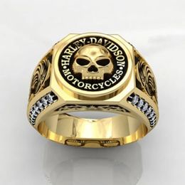 Trouwringen Punk Gothic Heren Demon Skull Ring CZ Ingelegde Vintage Rock Motorrijder voor Mannen Dames Party Charm Sieraden Geschenken Groothandel 231005