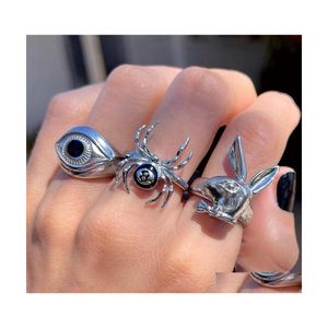 Wedding Rings Punk Heart Frog Skl Trouwringen voor vrouwen Men Vintage Gothic Spider Rabbit paar Ring Fashion Sieraden Gift 297 D3 D DHTOD