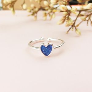 Anillos de boda Punk Vintage azul amor corazón para Mujeres Hombres Simple ajustable abierto dedo anillo fiesta regalo tendencia joyería 2023