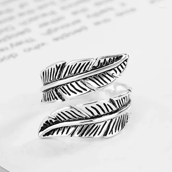 Anillos de boda Punk Vintage pluma para mujeres Boho encantos femeninos joyería hombres antiguo nudillo anillo moda fiesta regalo 2024