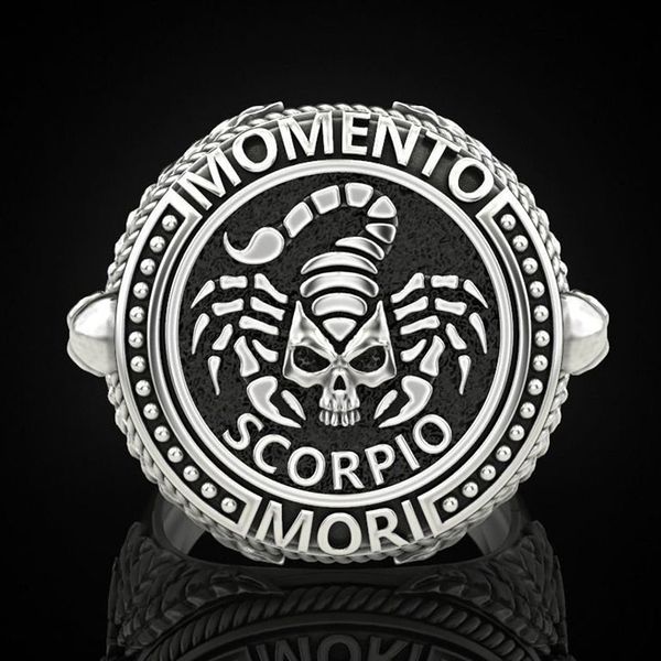 Anneaux de mariage Punk Vintege Bad Boy pour hommes rétro Rock Scorpion crâne Sculpture Memento Mori couleur argent haute qualité bague pour hommes Q4M396