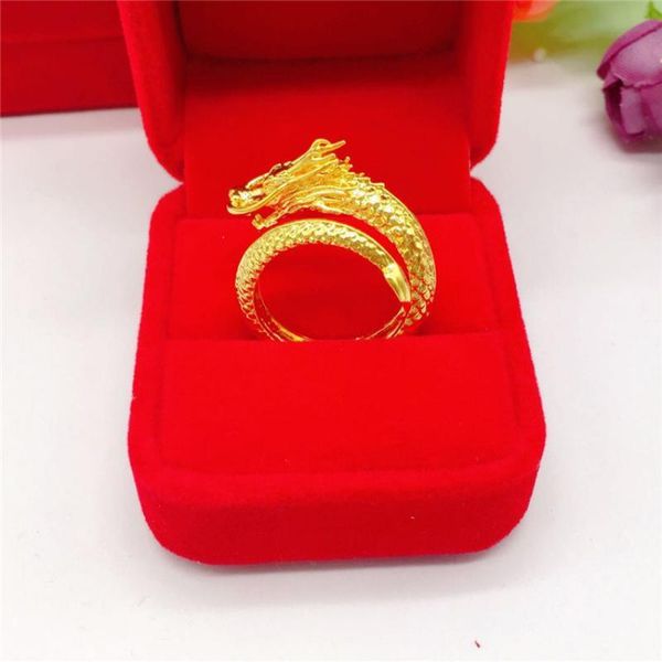 Anillos de boda anillo de color de oro de 18 km para hombres delicado dragón fénix hombre de compromiso aniversario birhtday regalos boxwedding