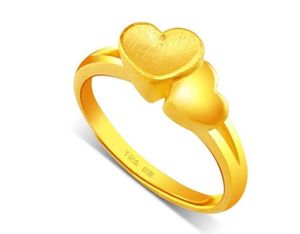 Wedding Rings Pure 24K Yellow Gold Ring / Lucky Women's Heart Ring / 4.56G US Grootte: 4-12