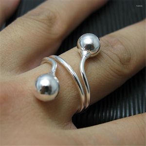 Anneaux de mariage pur 925 argent pour femmes Double perles bague taille 8 # bande bijoux de fiançailles en gros Bague Anillo cadeaux