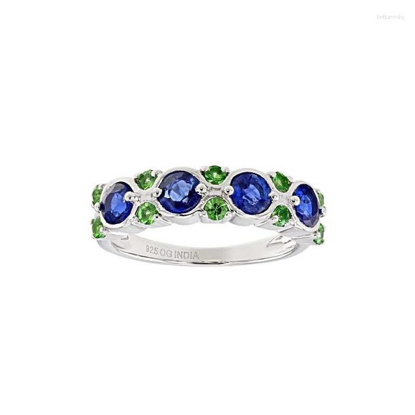 ANNALES MÉDIATES QUALITÉS FACE Silver Couleur Round Géométrie Blue Green Stone pour les bijoux de fiançailles