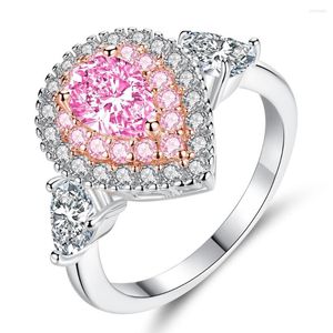Wedding Rings R418 2023 In Koreaanse accessoires voor vrouwen verzilverde waterdruppel roze sieraden bruid ring moeders dag cadeau moeder