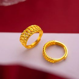 Trouwringen Echt 100% Puur Verstelbare 999 Goud Kleur Paar Twist Ring voor Minnaar Accessoires Fijne Sieraden Oro 999 Beter Paar Ringen Gift 231027