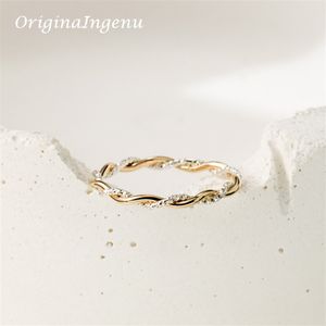 Wedding Rings Real 925 Silver Sparkle Stacking Ring Handmade Minimalisme Wave Dainty Women Sieraden Resistent Boho 230811