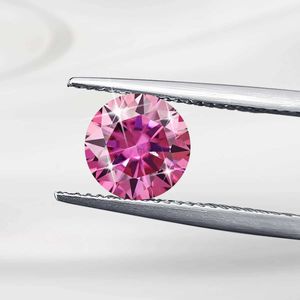 Anneaux de mariage Real Pink Moissanite 0.1CT-20CT des pierres lâches Moisanites Shining Fine Bijoux Round Lab Laborot Grown Diamonds Ring Material Pass Tester 240419