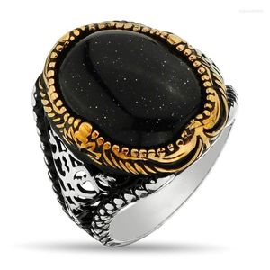 Wedding Rings retro handgemaakte Turkse zegelring voor mannen vrouwen oude zilveren kleur gesneden groen zirkoon inleg feest punk motor biker