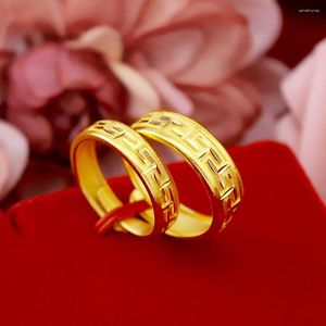 Trouwringen Ring Set Vrouwen Mannen Paar Band 18 k Goud Kleur Klassieke Gesneden Passen Sieraden Gift