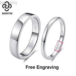 Trouwringen Rinntin 925 Sterling Zilver DIY Gegraveerd Paar Ringen Liefhebbers Gepersonaliseerde Bijpassende Trouwringen Verjaardag Fijne Sieraden Geschenken 24329