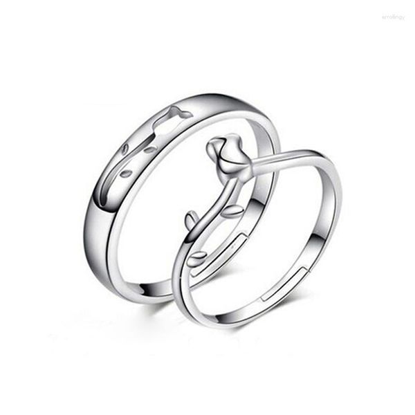 Anneaux de mariage romantique Rose fleur Couple pour hommes femmes à la mode bague amoureux bijoux saint valentin présent accessoire ouvert