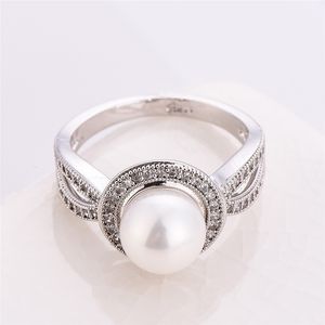 Anneaux de mariage romantique perle ronde femmes anneau CZ pierre femme fête anniversaire cadeau d'anniversaire bijoux à la mode 230710