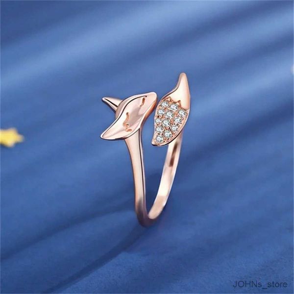 Anéis de casamento rosa cor de ouro anel de raposa para mulheres moda acrílico cristal anel ajustável na moda jóias femininas dropshipping r231208