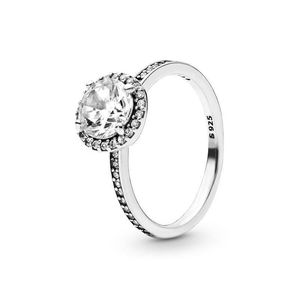 Anneaux de mariage rond Sparkle Halo bague authentique 925 Sterling Sier femmes bijoux pour Pandora Cz diamant petite amie cadeau avec Dhoaf original