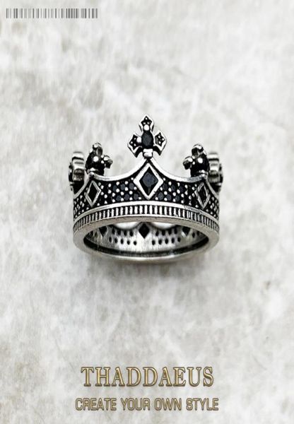 Anillos de boda Anillo real Corona Europa Estilo Victoriano Joyería fina para mujeres Hombres Marca de verano Vintage Reyes Puro 925 Sterling Silv6781174